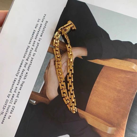 18K Gold GP Pantheon Chain Bracelet - Picture 2 of 4